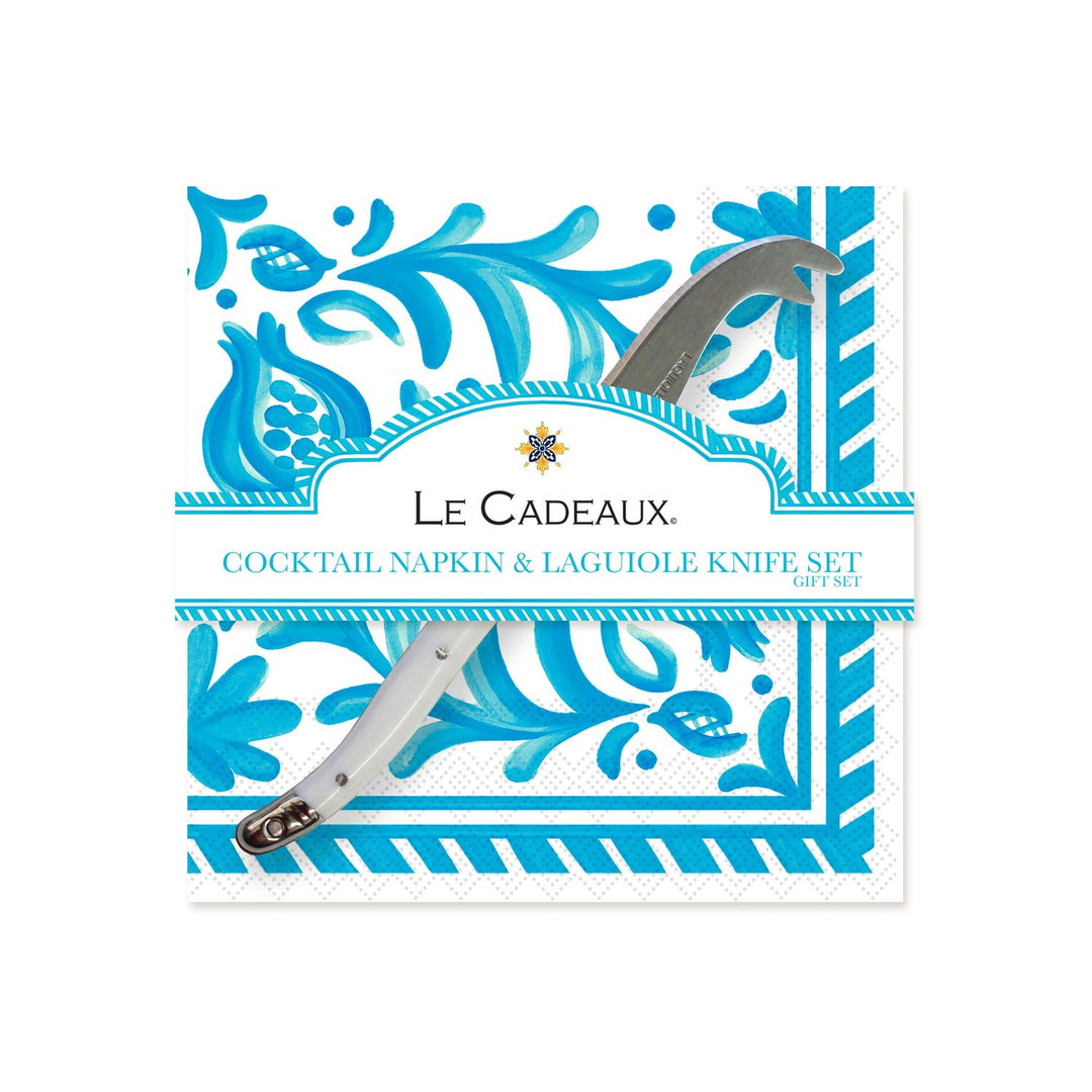 Le Cadeaux Sicily Cocktail Napkin and Cheese Knife Gift Set