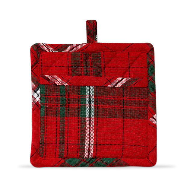Sleigh Ride Holiday Plaid Potholder - Red