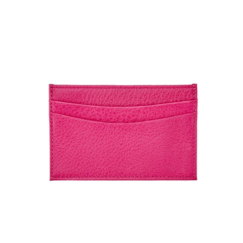 Slim Design Card Case - Pink Goatskin Leather