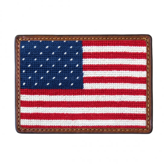 Smathers & Branson Needlepoint Card Wallet Big American Flag