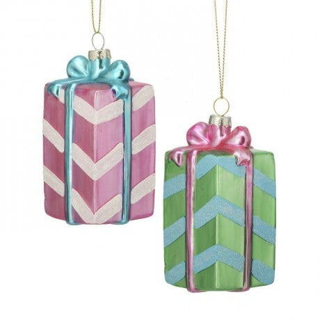 Stripe Giftbox Ornament - Assorted