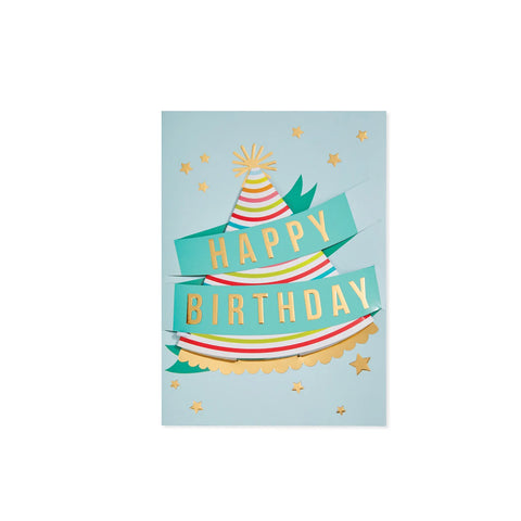 Striped Hat with Teal Ribbon Greeting Card