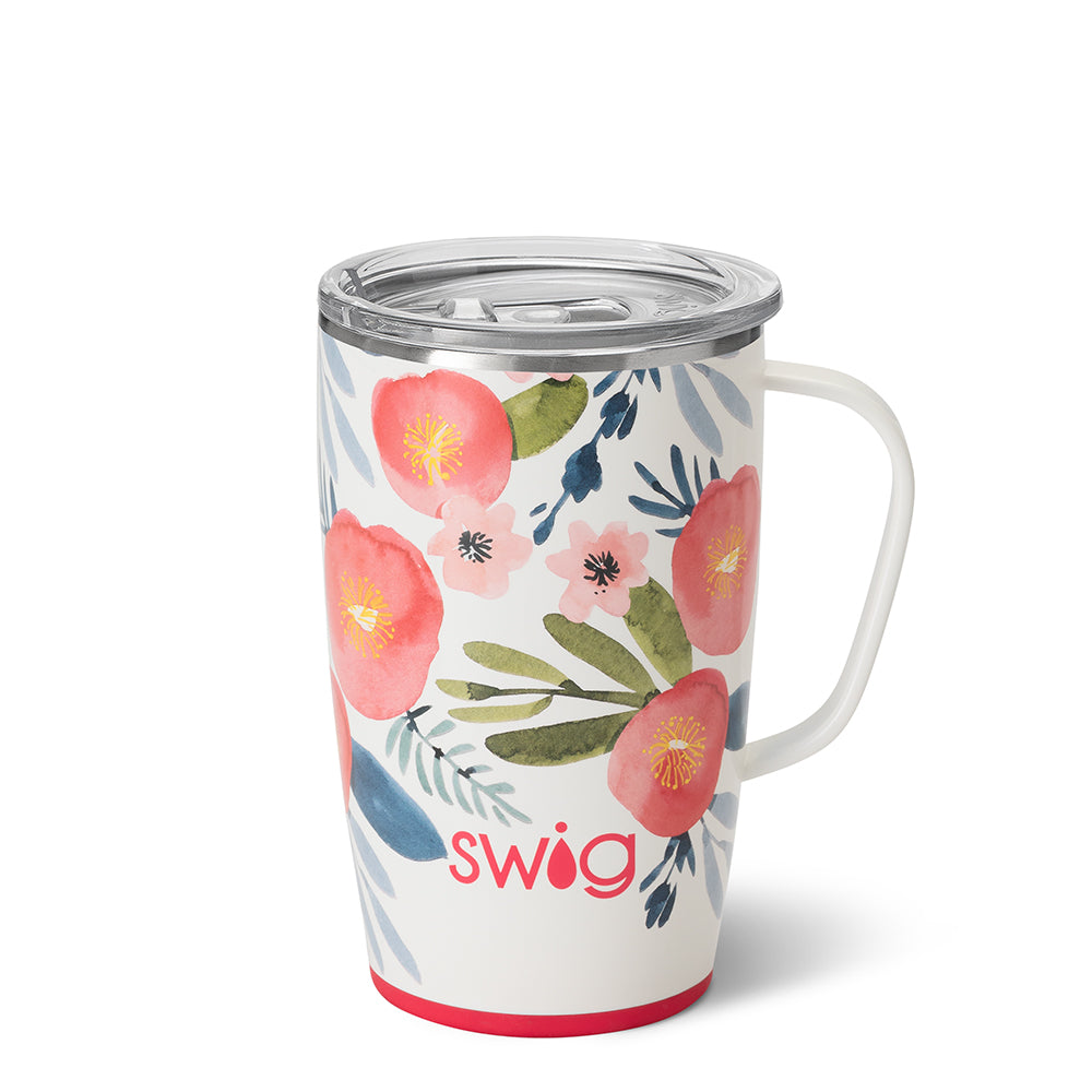 Swig Life Travel Mug with Handle - Pretty in Plaid Insulated Stainless Steel - 18oz - Dishwasher Safe with A Non-Slip Base
