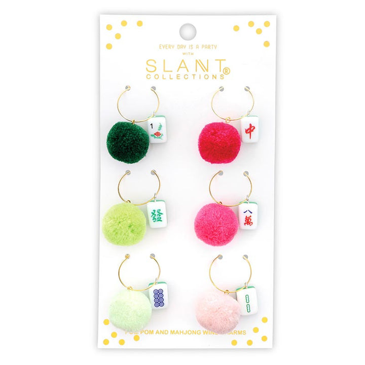 Mahjong Pom Pom Wine Charms