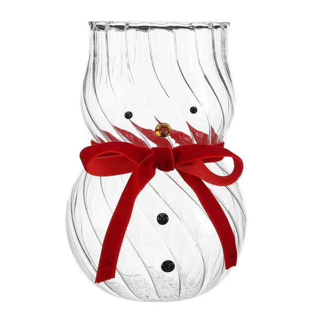 Snowman Wine Glass + Velvet Bow