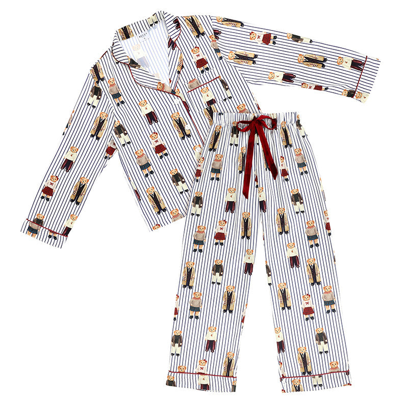 Bella Navy Stripes and Bears Full Length PJ Set