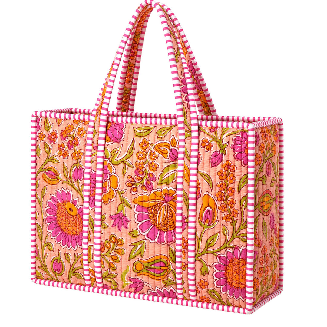Floral Quilted Tote Bag