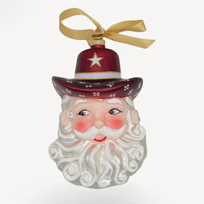 Texan Christmas Game Day Maroon Cowboy Santa Ornament 2026 Edition