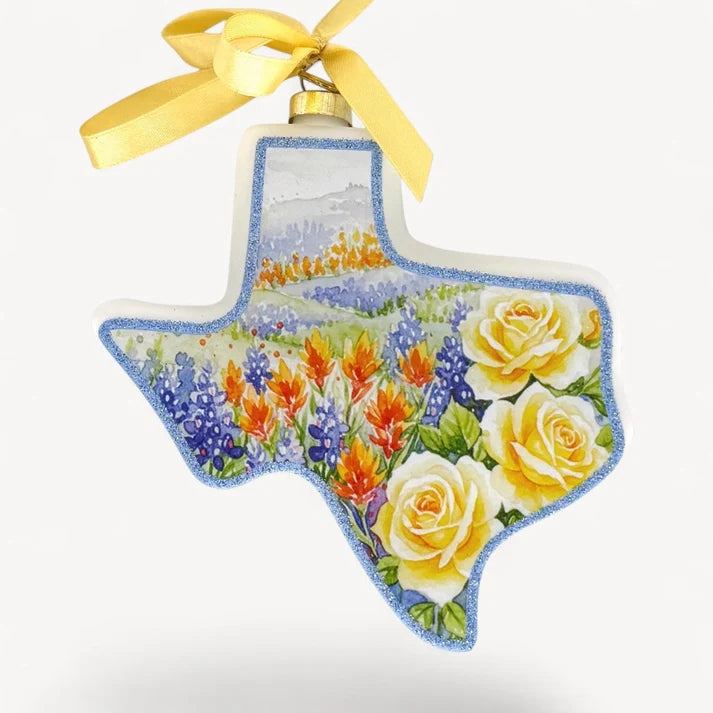 Texan Christmas State of Texas Wildflowers Blown Glass Ornament 2026 Edition
