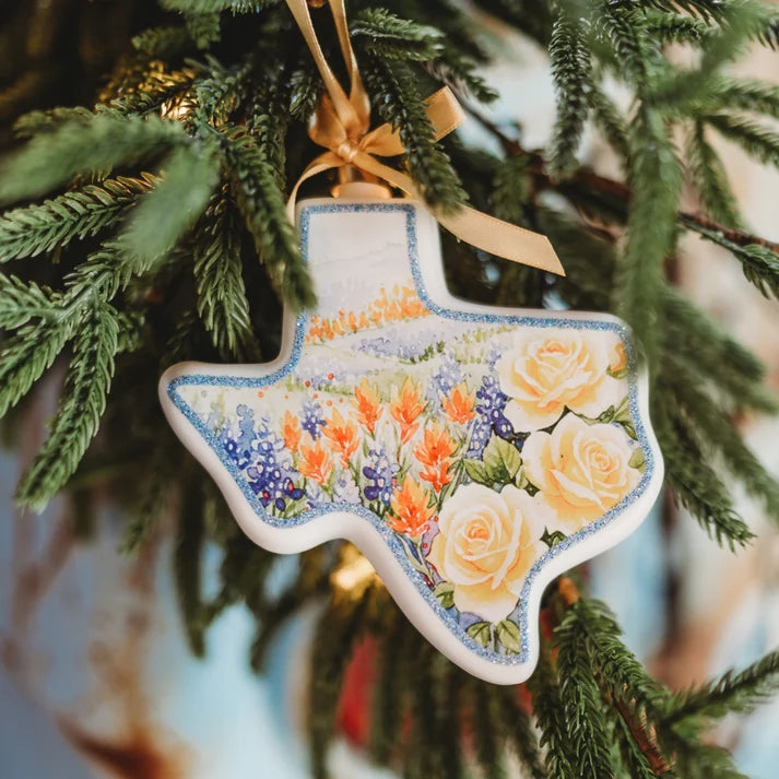 Texan Christmas State of Texas Wildflowers Blown Glass Ornament 2026 Edition
