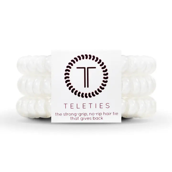 TELETIES Spiral Hair Coils | Coconut White Hair Ties