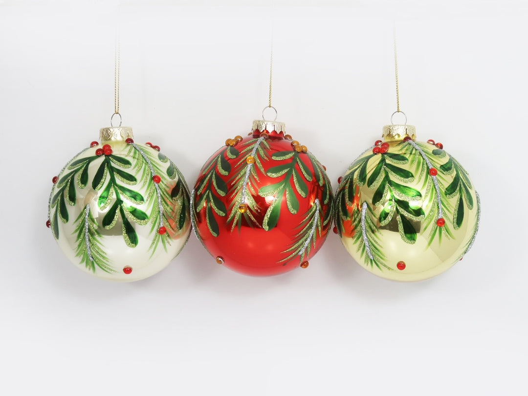 Glass Mistletoe Ball Ornament