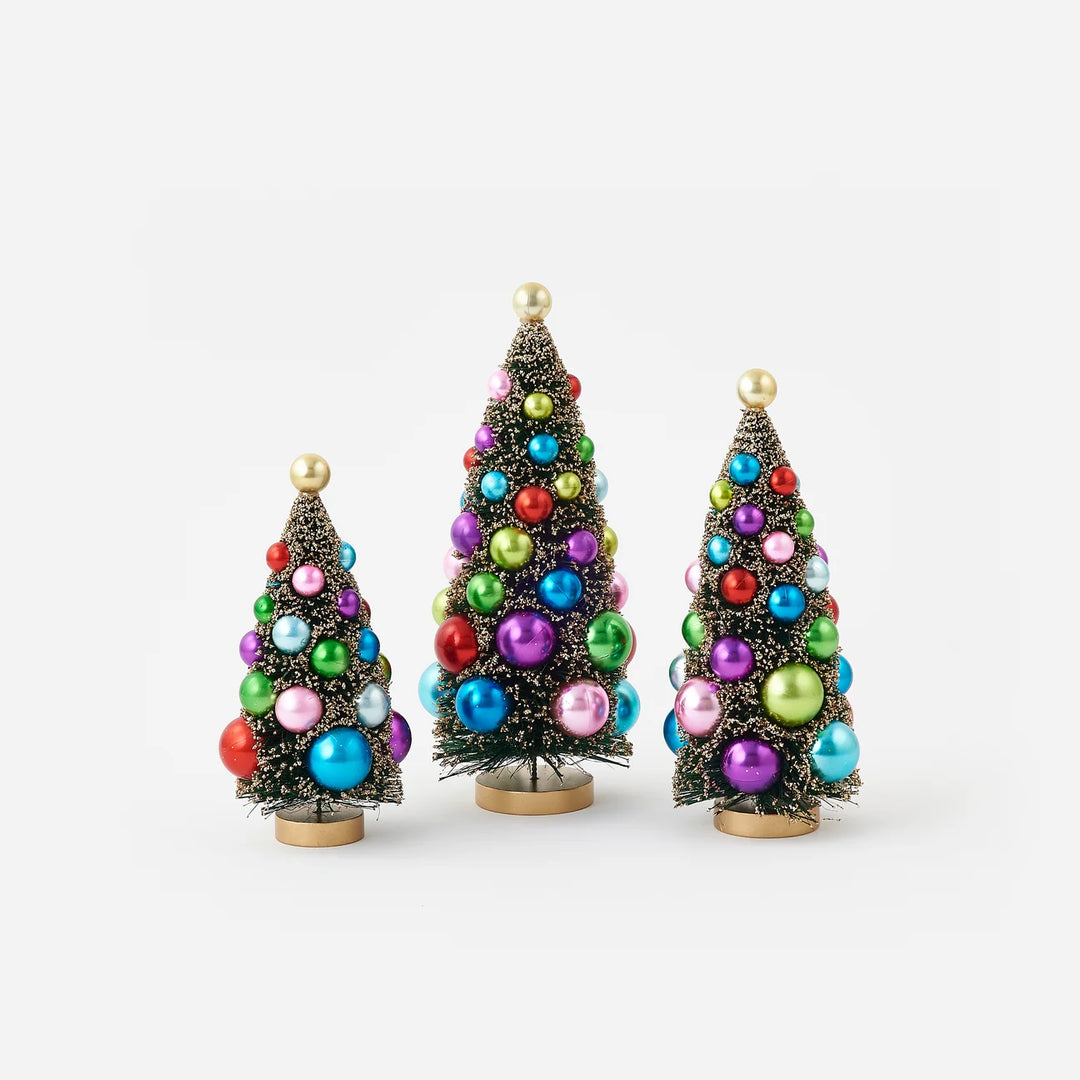 Gold Sisal Tree with Multicolor Ball Ornaments