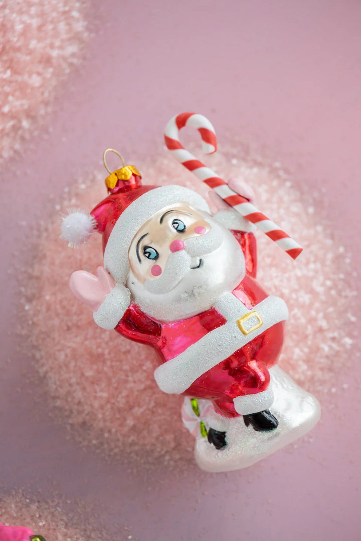 Glitterville Baby Papa Noel Glass Ornament