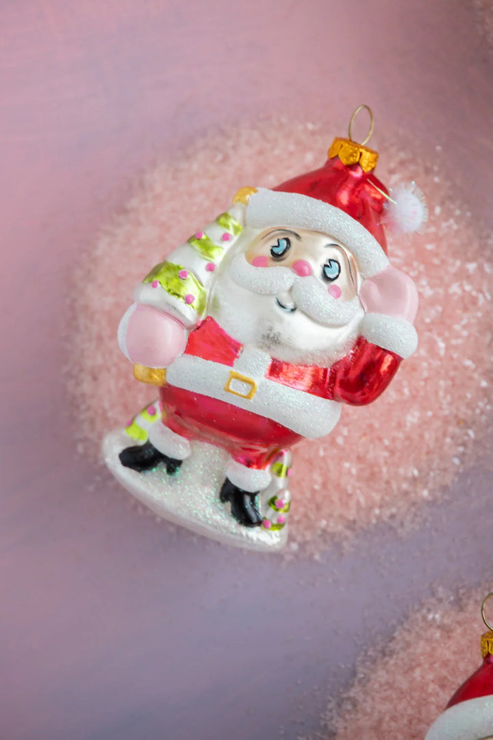 Glitterville Baby Papa Noel Glass Ornament