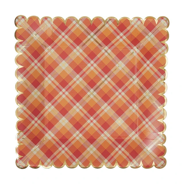 Harvest Plaid Paper Dinner Plate