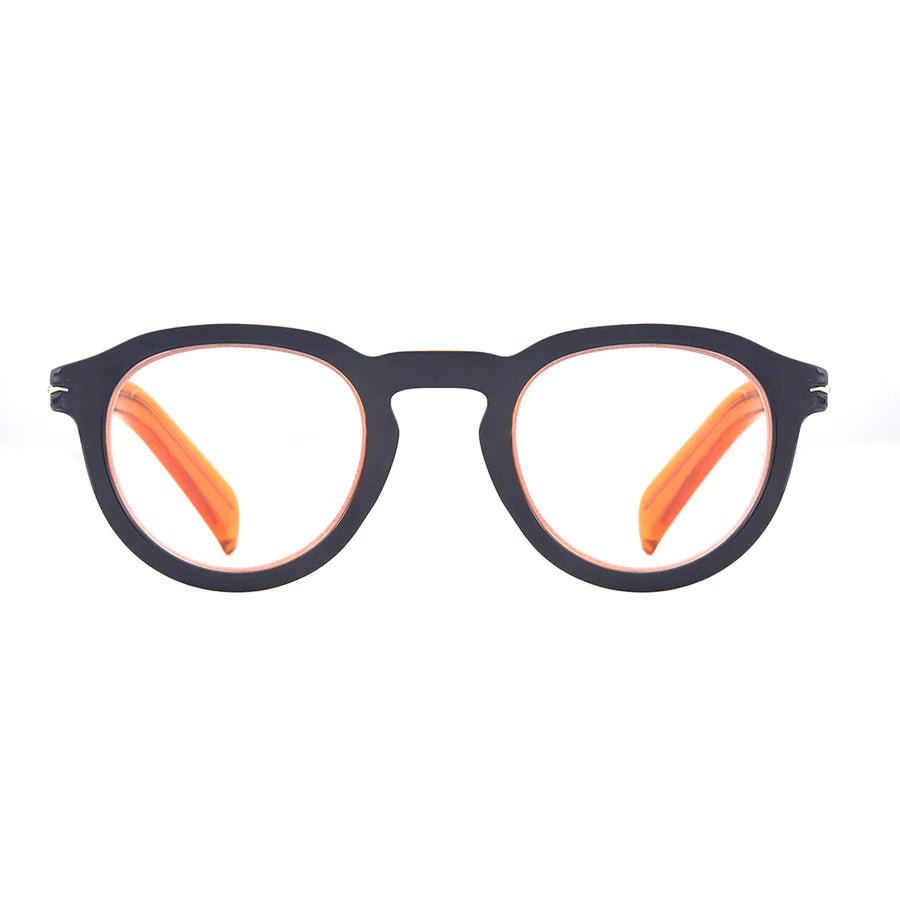 Ryan Simkhai Eyeshop Theodore Readers Navy & Transparent Orange