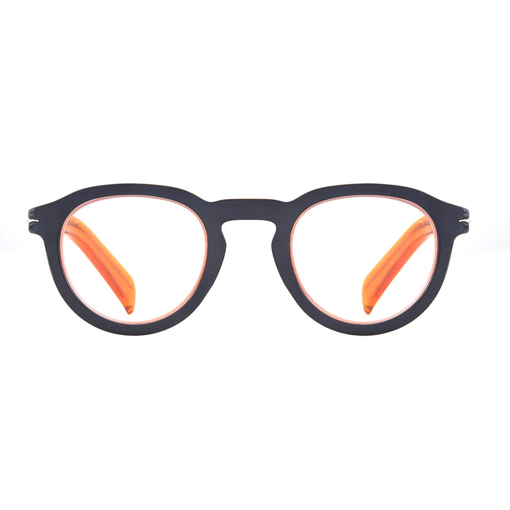 Ryan Simkhai Eyeshop Theodore Readers Navy & Transparent Orange