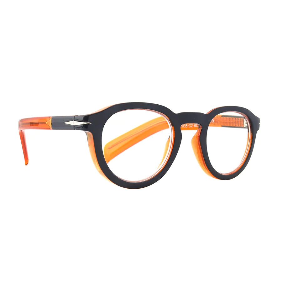 Ryan Simkhai Eyeshop Theodore Readers Navy & Transparent Orange