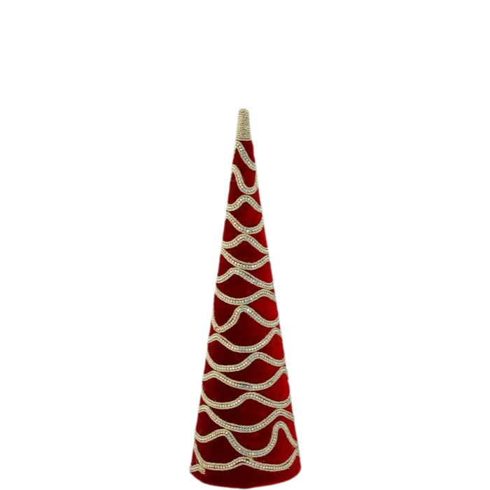 Dark Red Velvet Jewel Cone Tree