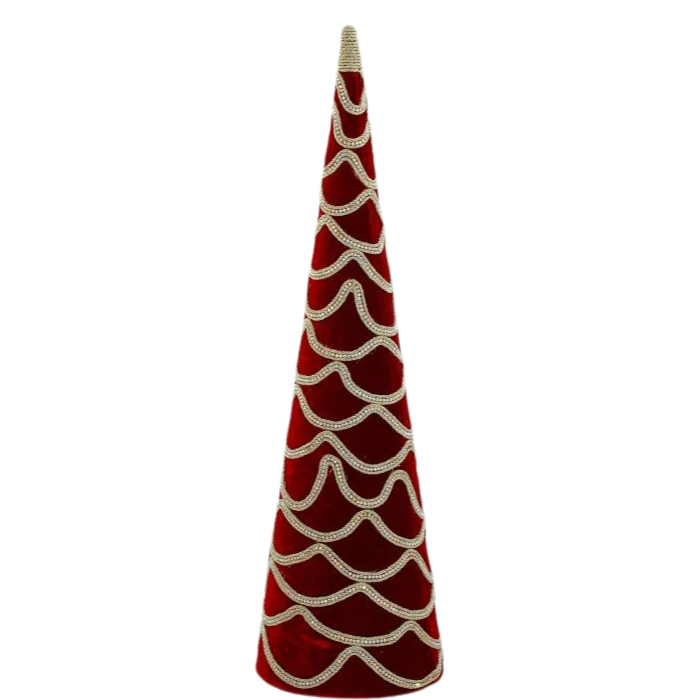 Dark Red Velvet Jewel Cone Tree