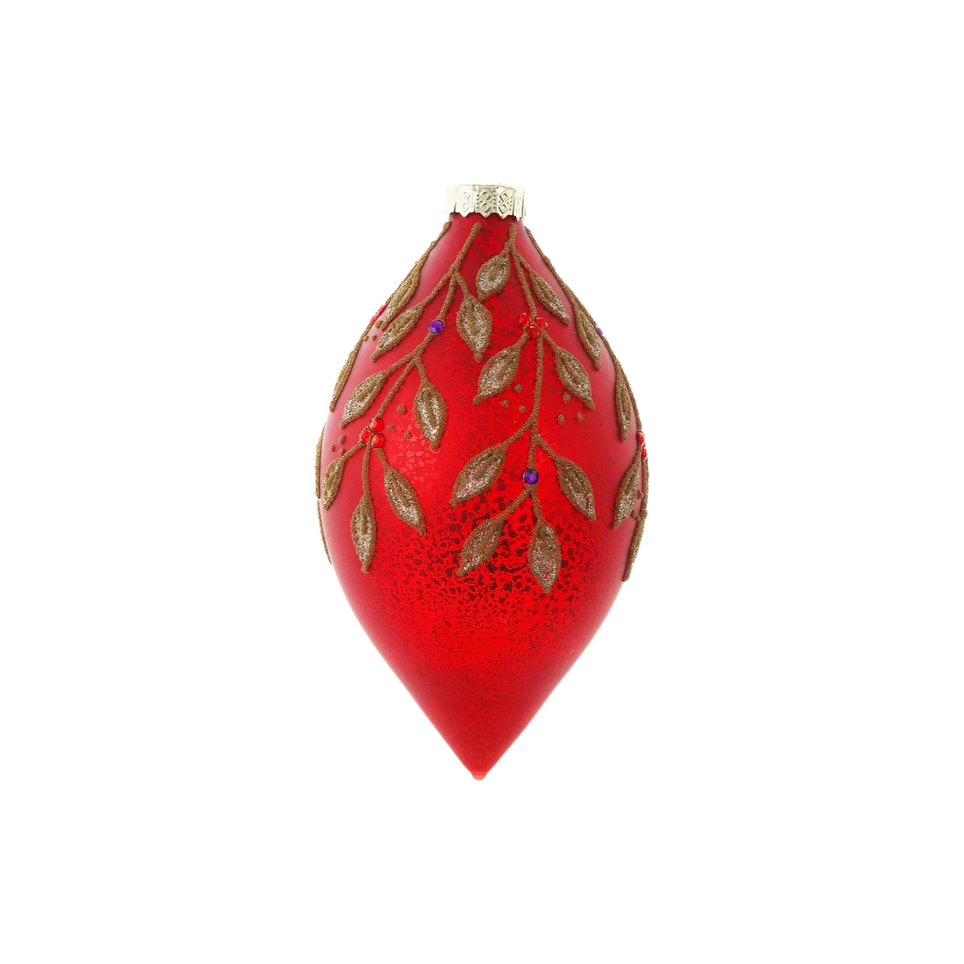 Winward Red and Gold Textured Foliage Ornament