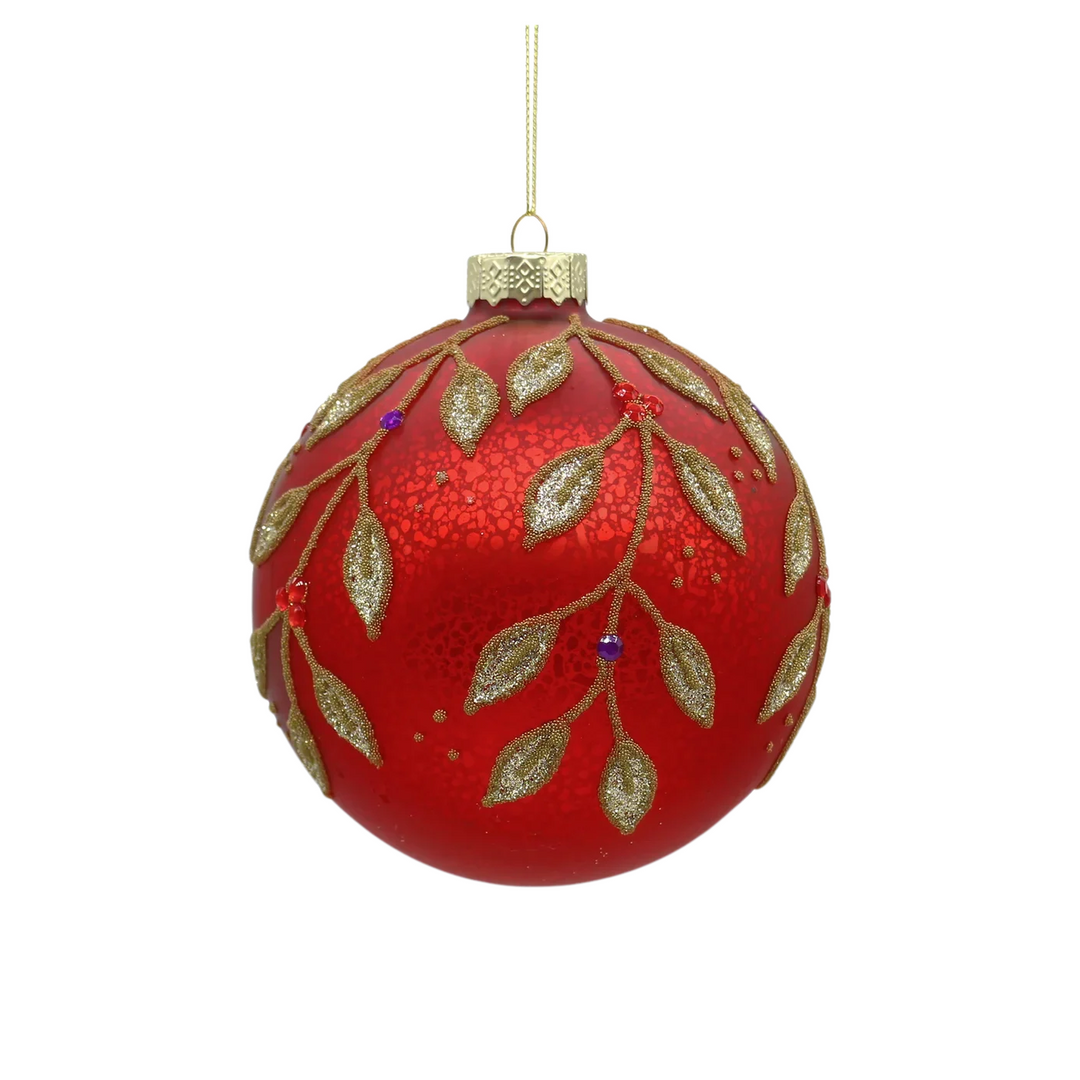 Winward Red and Gold Textured Foliage Ornament