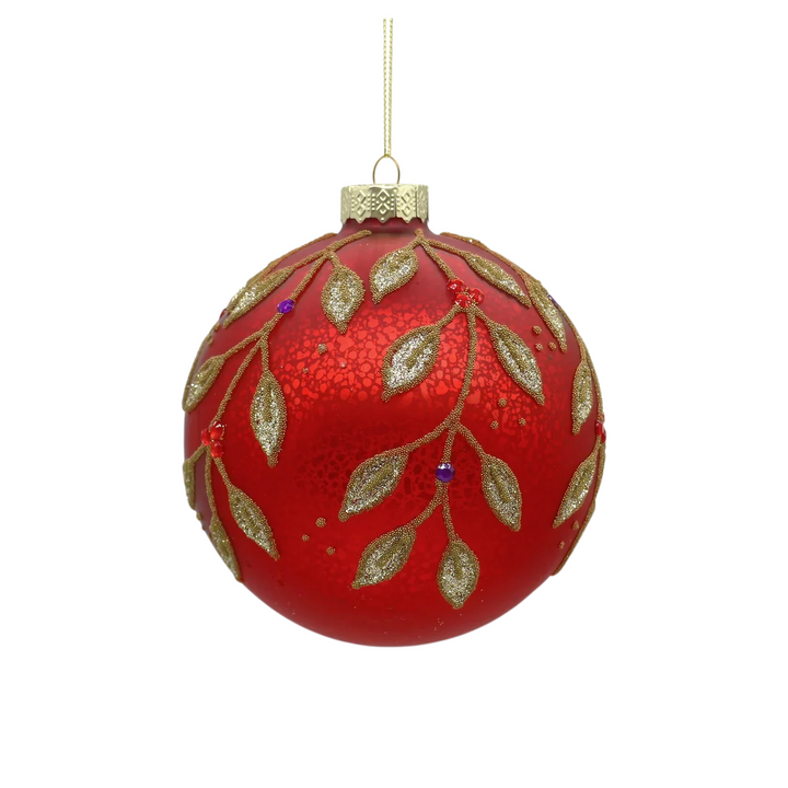 Winward Red and Gold Textured Foliage Ornament