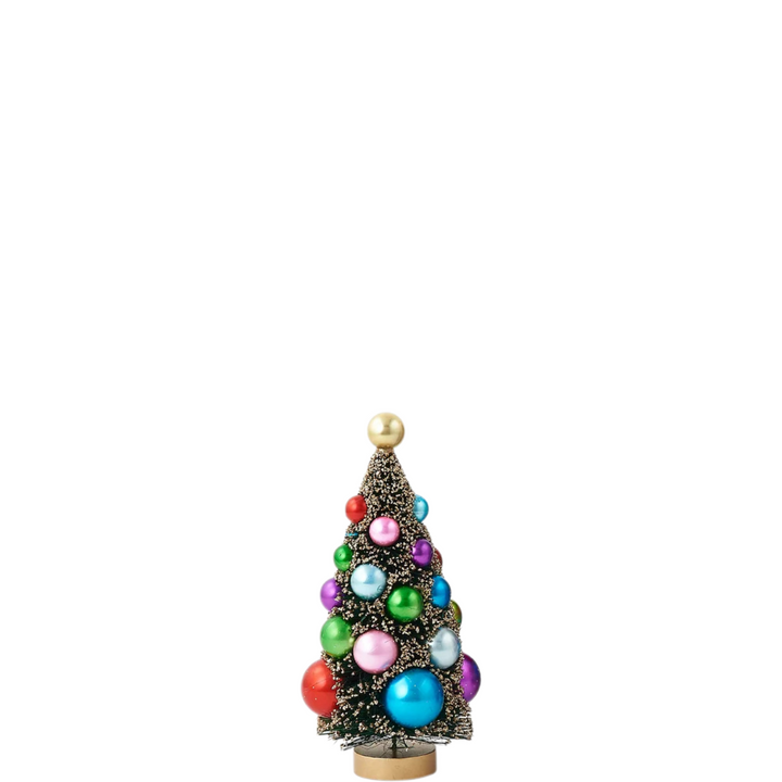 Gold Sisal Tree with Multicolor Ball Ornaments