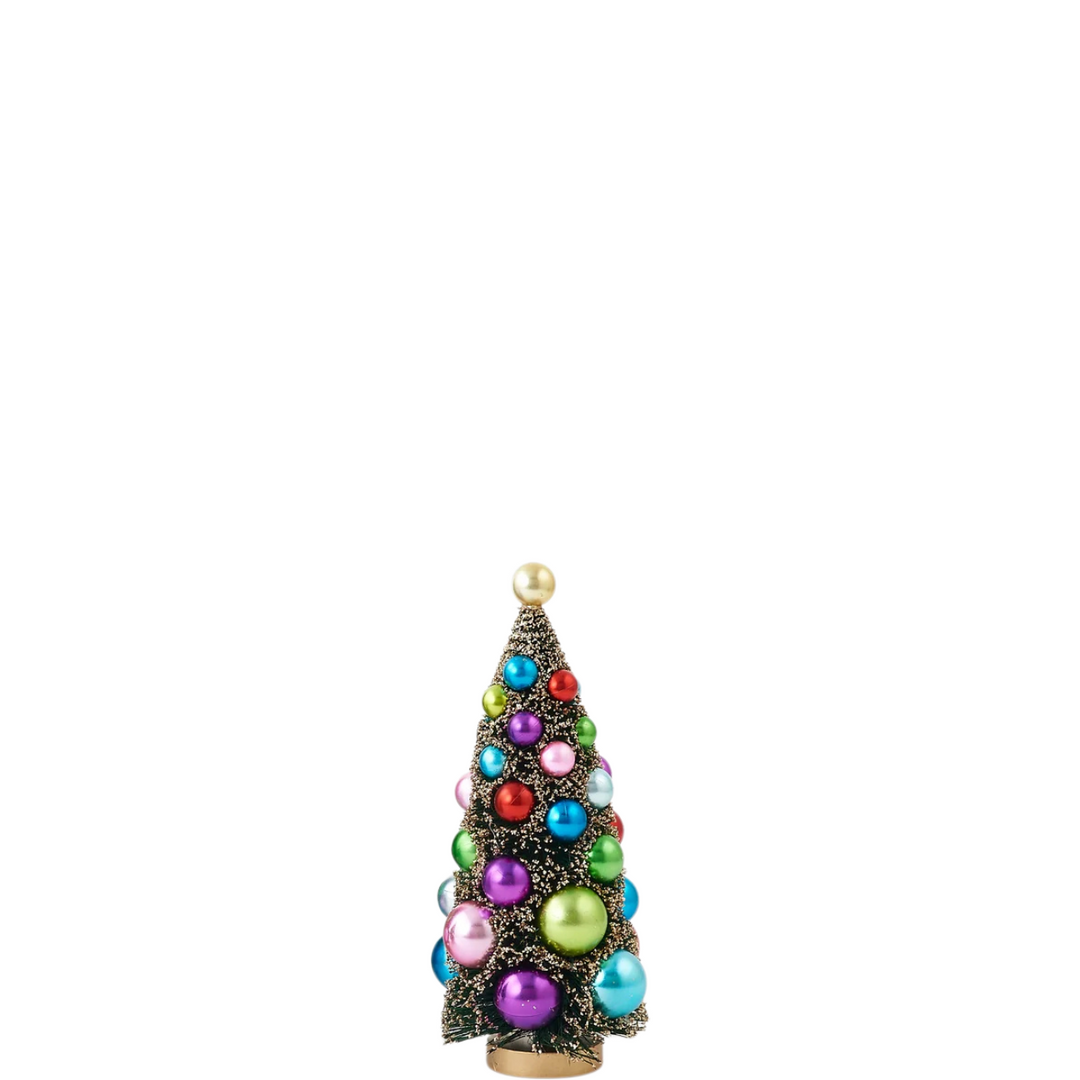 Gold Sisal Tree with Multicolor Ball Ornaments