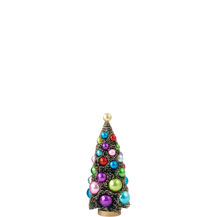 Gold Sisal Tree with Multicolor Ball Ornaments