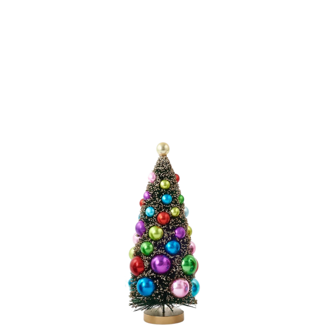 Gold Sisal Tree with Multicolor Ball Ornaments