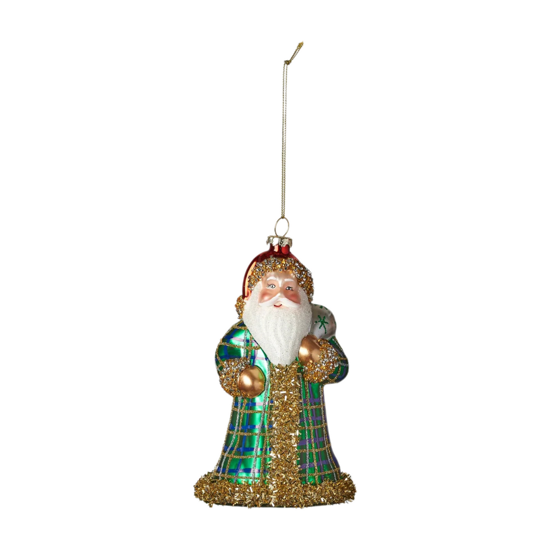 Plaid Santa Ornament