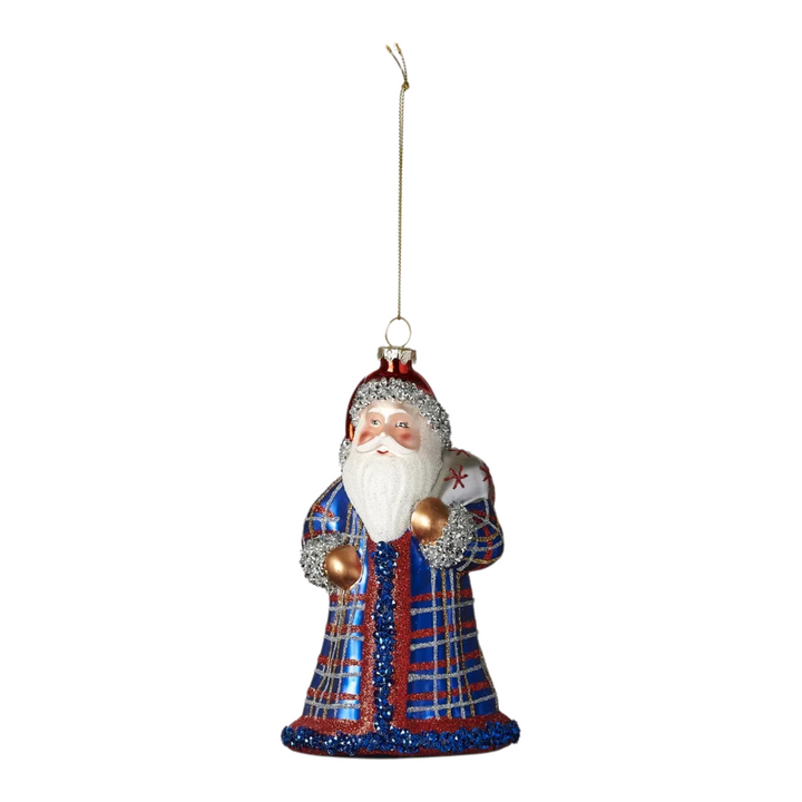 Plaid Santa Ornament