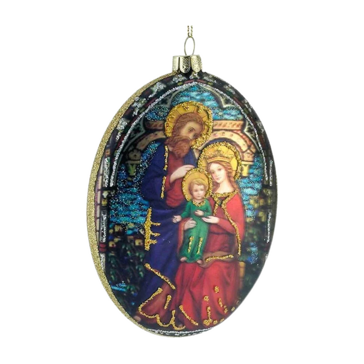 Kurt Adler Holy Family Oval Glass Ornament