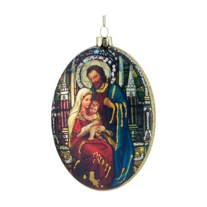 Kurt Adler Holy Family Oval Glass Ornament