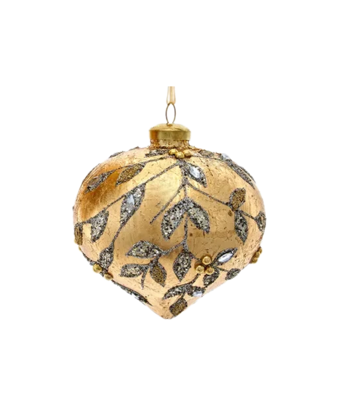 Kurt Adler Glass Gold Leaf with Silver Accent Ornament