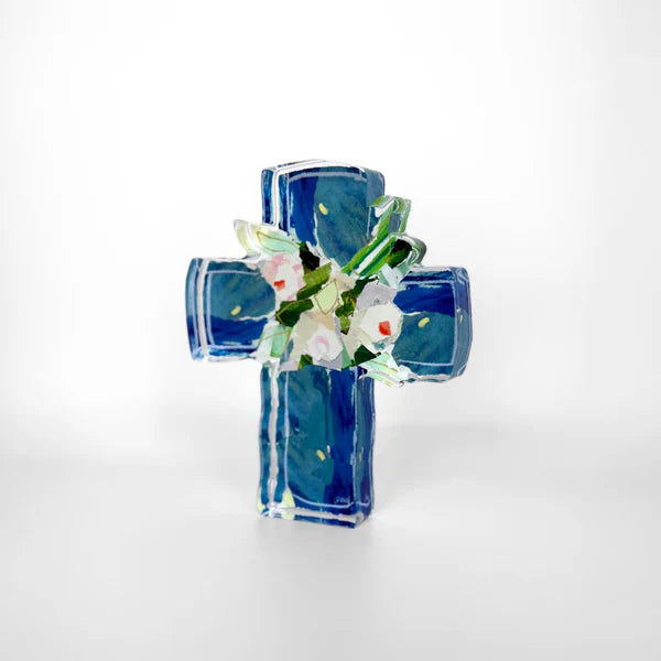 Lauren Dunn Blue Confetti Acrylic Cross