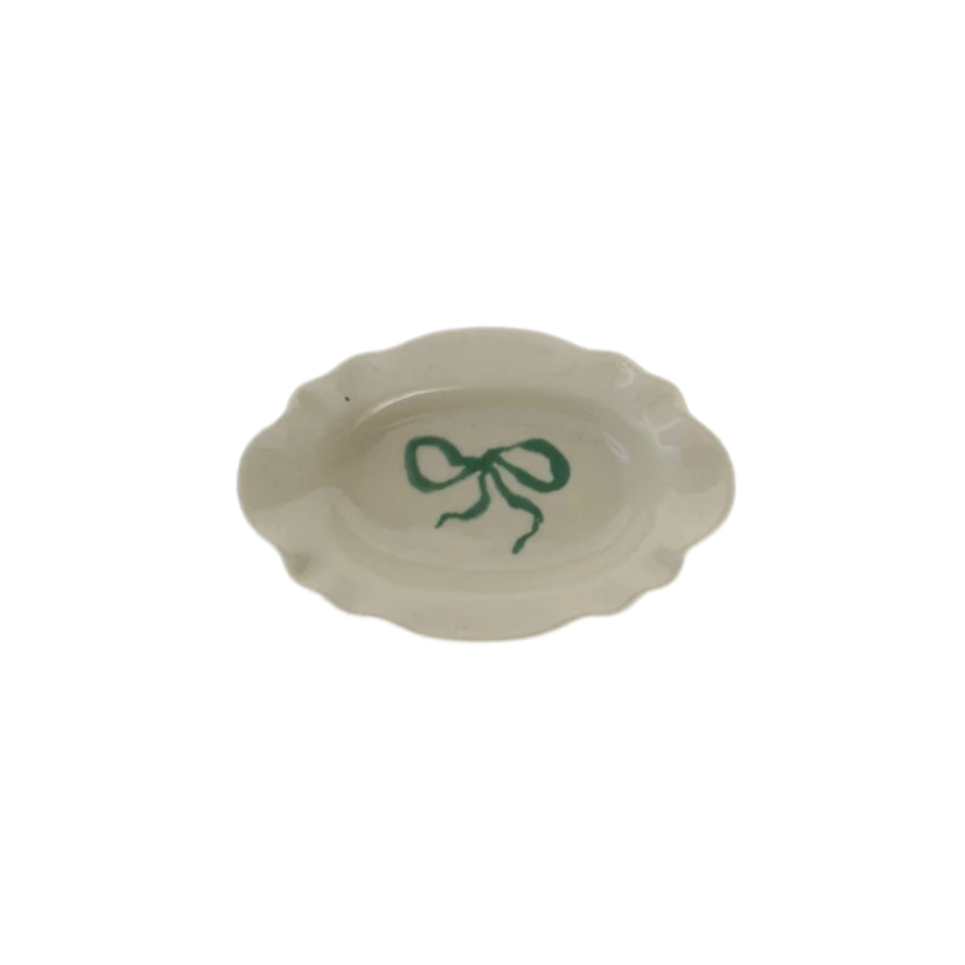 Stoneware Scalloped Dish with Bow