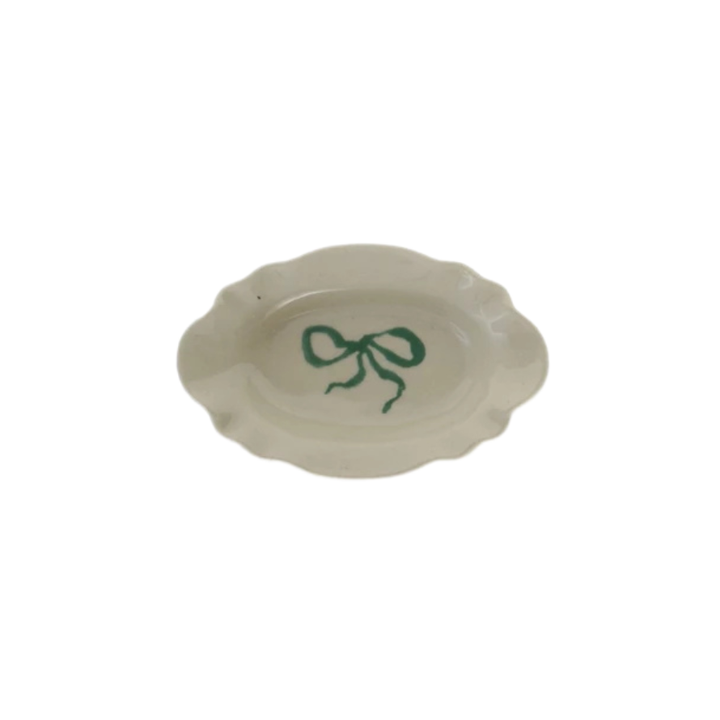 Stoneware Scalloped Dish with Bow