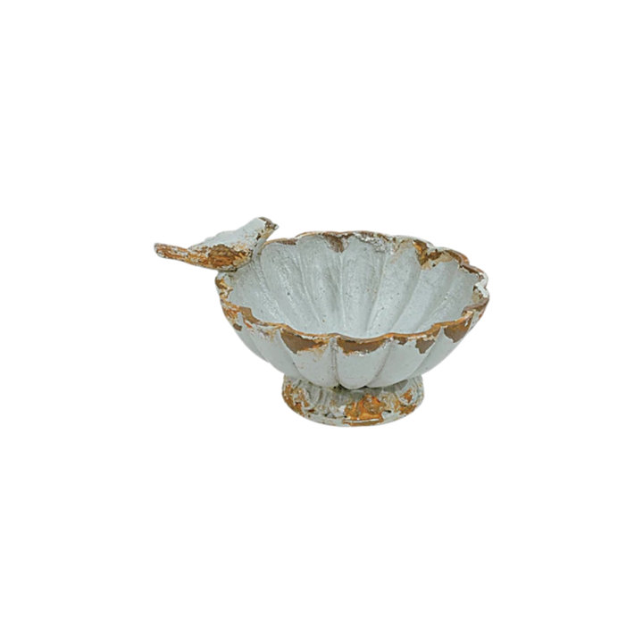 Decorative Pewter Footed Dish with 3D Bird