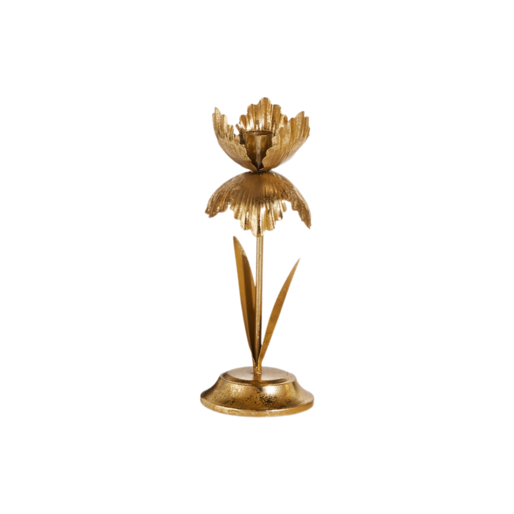 Gold Flowers Candle Holder
