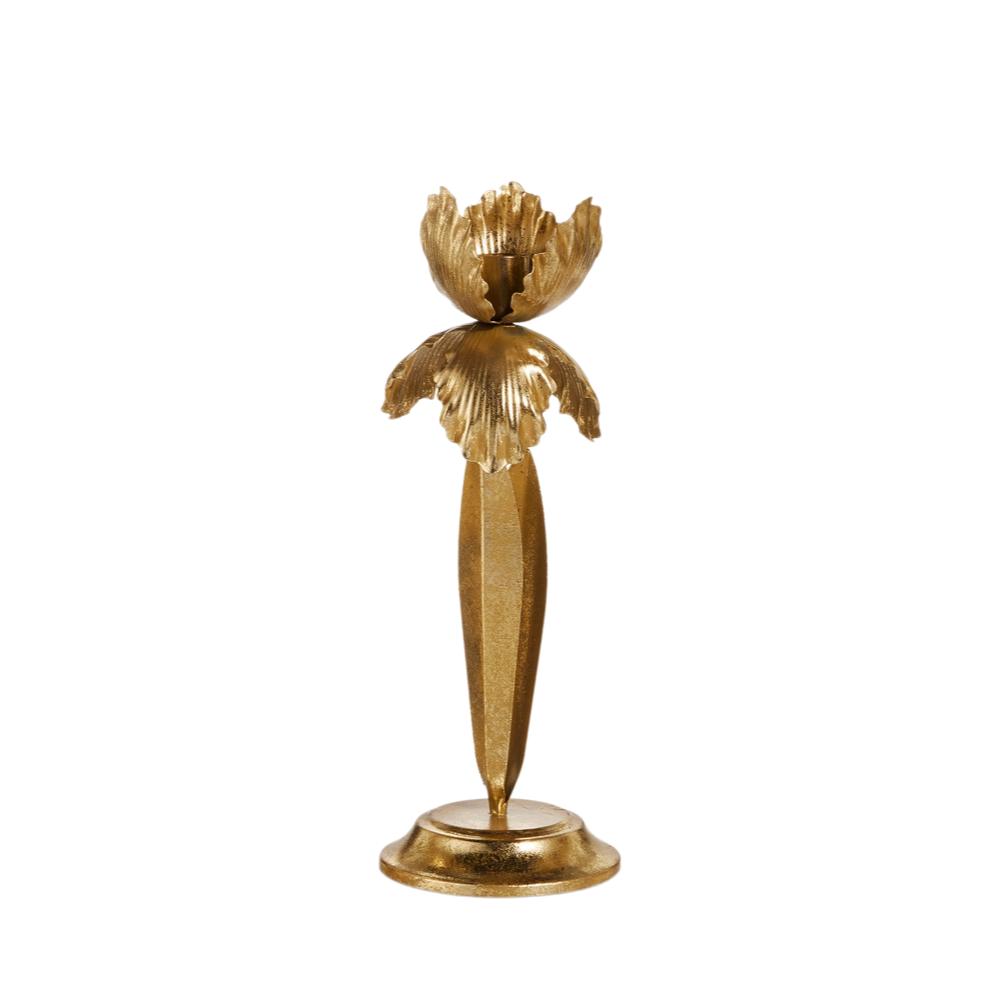 Gold Flowers Candle Holder