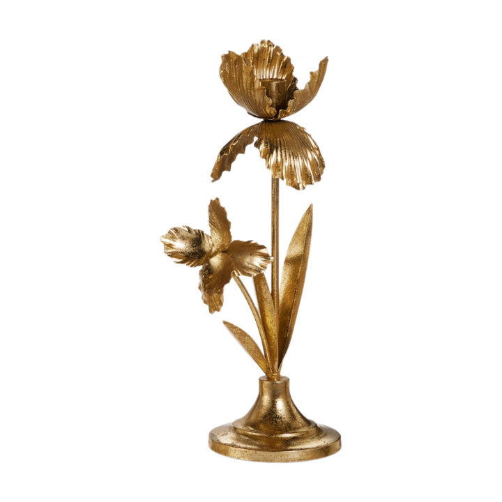 Gold Flowers Candle Holder