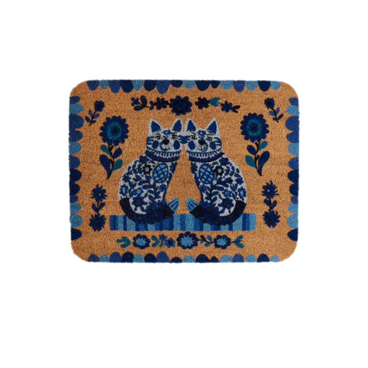 Blue and White Animal Door Mat