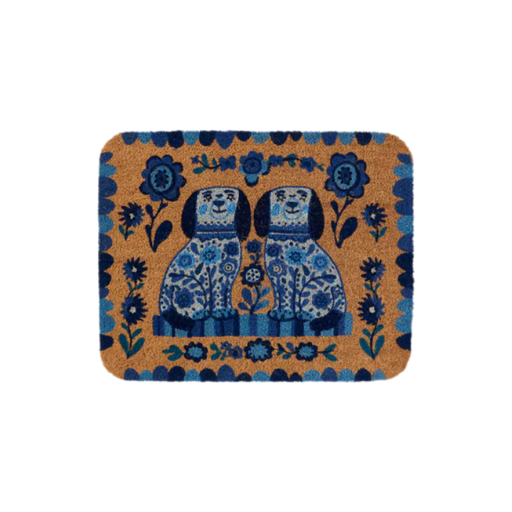 Blue and White Animal Door Mat