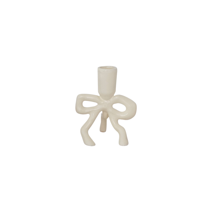 Cast Aluminum Taper Holder with Bow Shaped Base