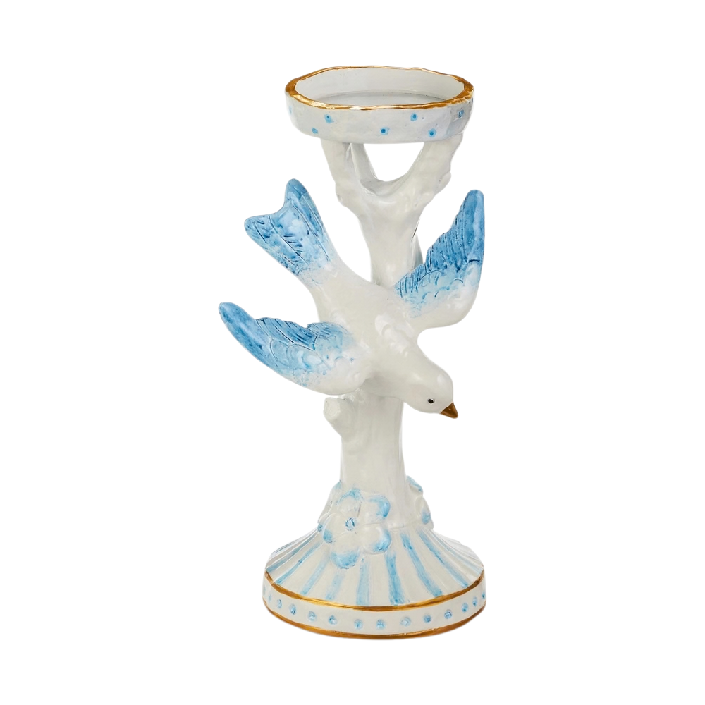 Blue & White Bird Candle Holders