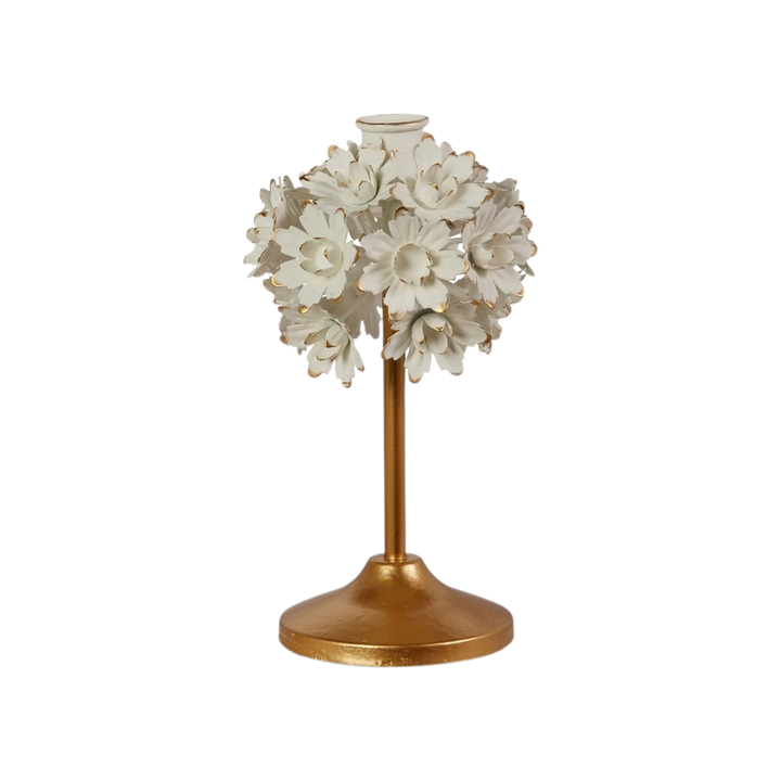 Cream Floral Candle Holder