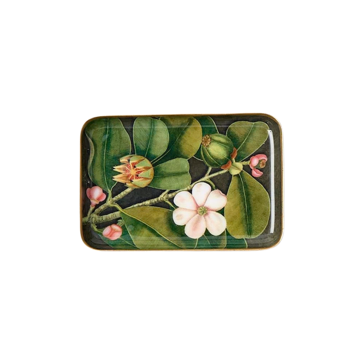Vintage Floral Print Metal Trinket Tray